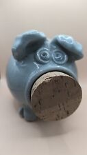 Vintage Stoneware Piggy Bank with Cork Nose /Pottery Pig Folk Art  picture