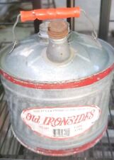 Vintage Old Ironsides 1 Gallon Car Gas Oil Can Kerosene Galvanized Tin  picture