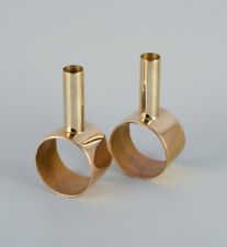 Swedish design. A pair of modernist brass candlesticks. Handmade. picture