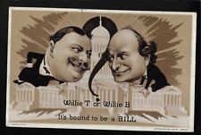 Classic 1908 Presidential Campaign Postcard 'toon Taft & Bryan Over White House picture