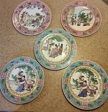 Rare Vintage Collectible Nora Fenton Hand painted Japanese Decor Plates Set Of 5 picture