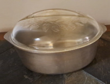 Vintage Household Institute 15 inch aluminum roaster with leaf etched glass lid picture