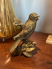 Vintage Hand Made Brass Mid Century Love Bird Figurine On A Branch picture