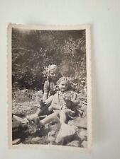 Beautiful Mother & Pretty Daughter Flowers Vintage Old Found Photo Snapshot VTG picture
