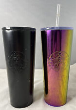 Starbucks Iridescent Purple Stainless Steel Tumbler 24oz & Black 24oz SS Tumbler picture