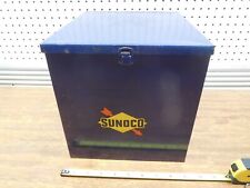 Rare Vintage SUNOCO Gas Station Blue Metal Box with Hinged Lid & Latch YOU NEED picture