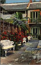 Vtg New Orleans Louisiana LA Courtyard Vieux Carre Freirson Court 1940s Postcard picture