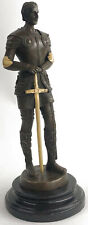 Art Deco Warrior Male Knight Marble Base Bronze Sculpture Collectible Gift picture