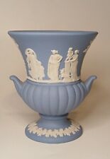 Vintage Wedgwood Jasperware Blue & White Small Urn Grecian Scene Made in England picture
