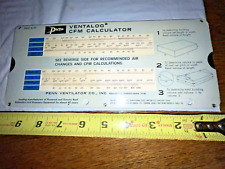 PENN VENTILATOR CO. PVC VENTALOG CFM CALCULATOR SLIDE CHART 1967 3 CHANGE VTG picture