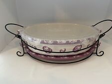 NEW Temptations By Tara Butterfly Lace Purple & Ivory Serving Tray Platter 4 Pcs picture