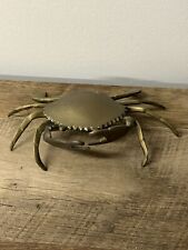 Vintage Brass Figural Crab Hinged Top Trinket Box Ashtray Incense Burner picture