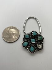 VINTAGE HARVEY ERA TURQUOISE KEYCHAIN FOB TURQUOISE STERLING SILVER ISSUE picture