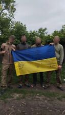 Ukranian Flag signed by Ukranian Forces 30 brigade, Army Forces Ukraine War Hist picture