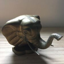 Vintage 1970s Solid Brass Elephant Head Statue Paperweight Book Stand 6.5