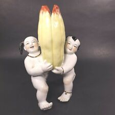 Vintage Chinese Porcelain HE HE ERXIAN Twins Vase Holding Fruit Flower picture