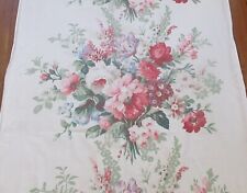 Vintage 40's Shabby Cottage Romantic Floral Bouquets Twill Fabric Panel 34x114 picture