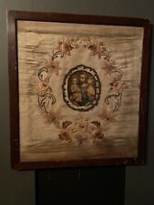 Antique Religious Picture Embroidery Fabric Church Christianity Victorian  picture