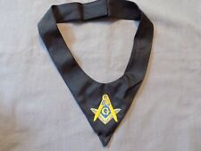 Master Mason Cravat Square Compass Tie Black Freemason Fraternity NEW picture