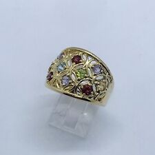 4.9g 925 VERMEIL STERLING SILVER OPEN WORK RING MULTI COLORED MARKED SIZE 7 picture