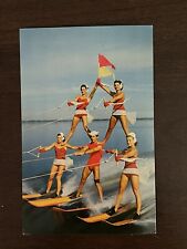 Cypress Gardens Water Skiing Human Pyramid Vintage Florida Postcard Ski Skier picture