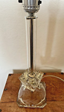 Vintage Clear Glass Table Lamp Base with etched floral and foliage motif, 11 in. picture