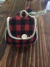 Rustic Plush Black and Red Plush Backpack Christmas Ornament picture