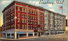 Linen Postcard Broadway Hotel Tremont Street at Broadway in Boston Massachusetts picture