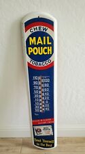 Vintage 'MAIL POUCH' Thermometer Chew Tobacco Metal Advertising Sign 38.5