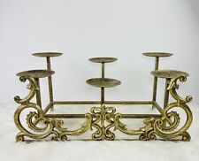 Vintage Cast Iron Gold Patina Decorative Fireplace Tiered 6 Pillar Candle Holder picture