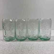 Vintage McDonald's Set of 4 Coca Cola Can Shaped Green Tinted Drinking Glasses picture