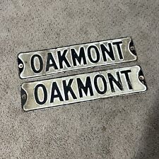 Antique Metal White & Black Street Signs Road Oakmount Street Matching Set Pair picture