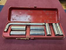 Vintage Craftsman V Deep Socket Set 9 Pc Metal Tool Box 3/8