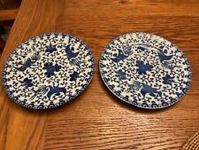 Antique Nippon Noritake Morimura Blue White Phoenix 8 1/2 inch Plates (set of 2) picture