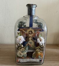 Antique Folk Art Hand Carved  Double Sided Whimsy Bottle With Crucifix, C.1887 picture