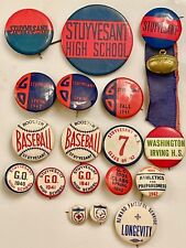 1940-42 Stuyvesant High School NYC Pin Button Lot Football Baseball GO club Rare picture