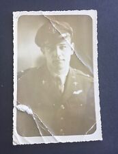 WWII US Army Air Pilot Portrait Photo Post Card RPPC Crusher Hat B & W 5 x 3 1/4 picture