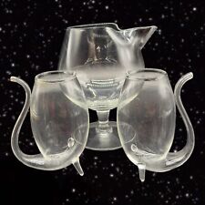 Brandy Whiskey Sniffer Clear Pitcher w Two Borosilicate Glasses Set Mid Century picture