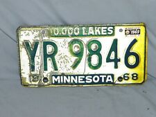 1968 Minnesota License Plate YR 9846 Truck Vintage 1969 Sticker Tag picture
