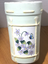 AAA Imports Inc Decoware Pottery Floral & Butterfly Planter Pale Green Vintage picture