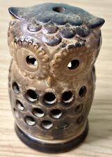 Vintage Ceramic Woodland Owl Tealight Candle Holder in Earth Tones - 5” Tall picture
