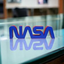 3D Printed NASA WORM Logo Display 8-Inch Dual-Color Red/Blue Textured Finish picture