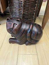 Vintage Anglo Indian Carved Mahogany Cat with Secret Compartment 1930’s picture