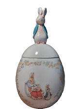 Vintage 1996 teleflora rabbit beatrix potter candy / cookie ceramic jar peter picture