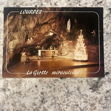 Lourdes Grotto Miraculous Postcard France Candles Rocks Cave Church picture