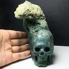 822g Natural Crystal Mineral Specimen. Grape Agate. Hand-carved. Exquisite Skull picture