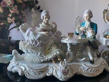 Vintage KPM Porcelain Figurine Couple Playing Cards & Dice picture