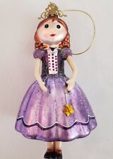 Purple Princess Winged Fairy Christmas Glass Holiday Ornament picture