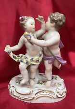 Meissen Antique Figurine Children Cherubs  With Flowers 5” Old Repairs Porcelain picture