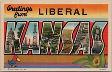 Vintage LIBERAL, KANSAS Large Letter Postcard Jayhawk / CURTEICH Linen c1939 picture